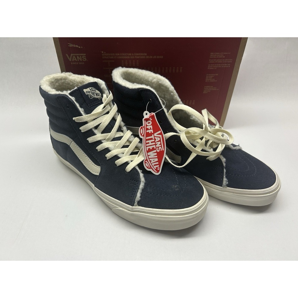 VANS Sk8-Hi Cozy Hug Skate Shoes Suede Navi Faux Fur Mens 9.5 Casual See Pics